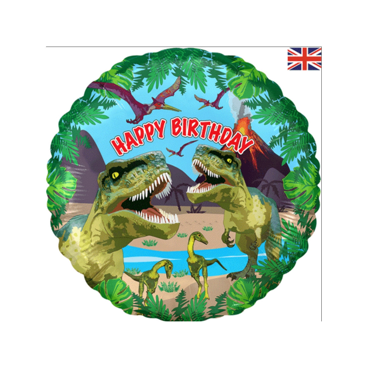 Jurassic World Happy Birthday Round Foil Balloon - Inflated