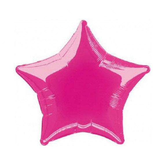 Hot Pink Star Foil Balloon - Inflated Hot Pink Star Foil Balloon - Inflated