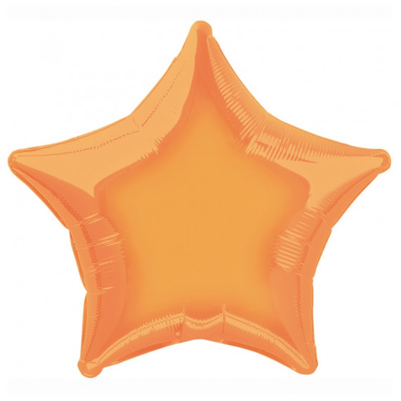 Orange Star Foil Balloon - Inflated Orange Star Foil Balloon - Inflated