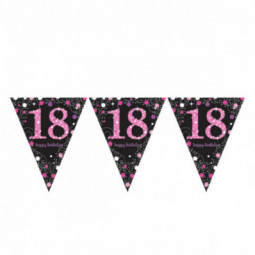Pink and Black Happy 18th Birthday Plastic Bunting