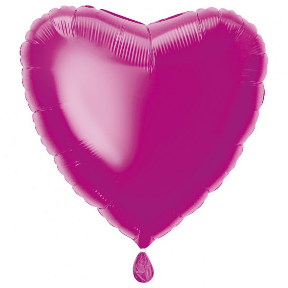 Hot Pink Heart Foil Balloon - Inflated Hot Pink Heart Foil Balloon - Inflated