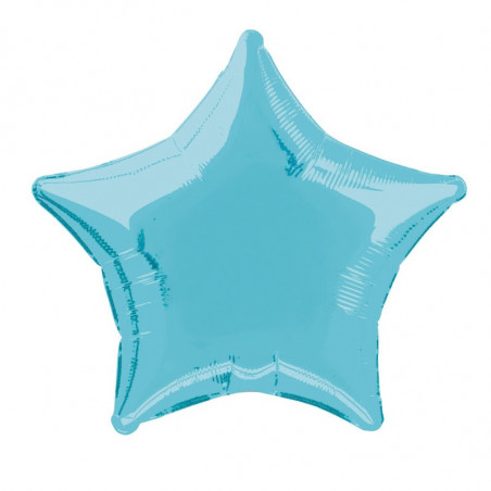 Baby Blue Star Foil Balloon - Inflated