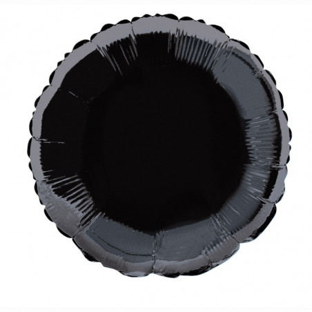 Black Round Foil Balloon - Inflated