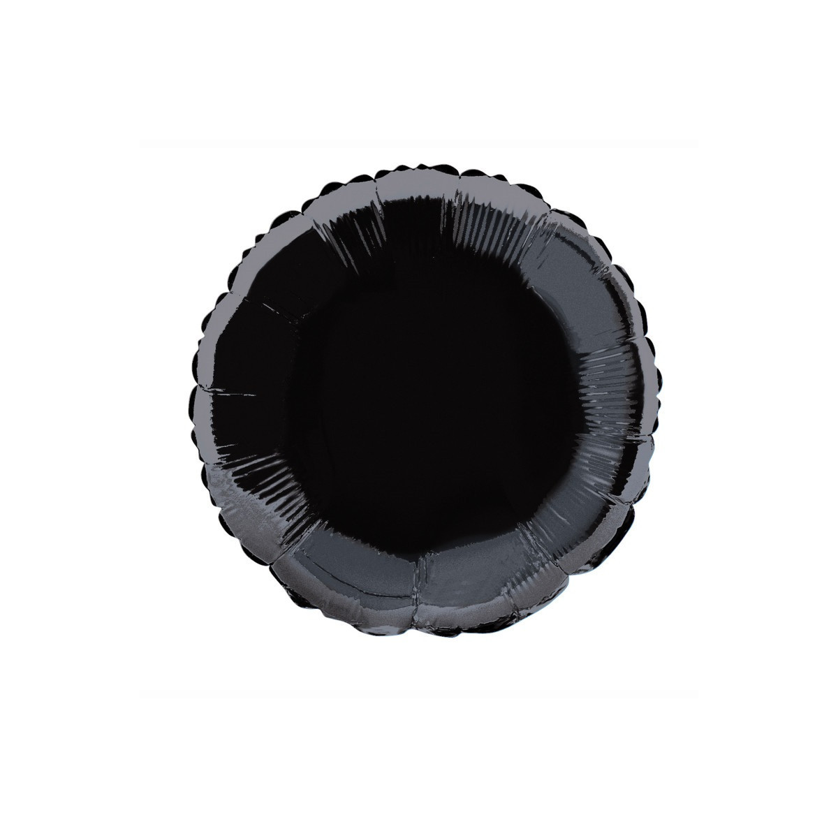 Black Round Foil Balloon - Inflated