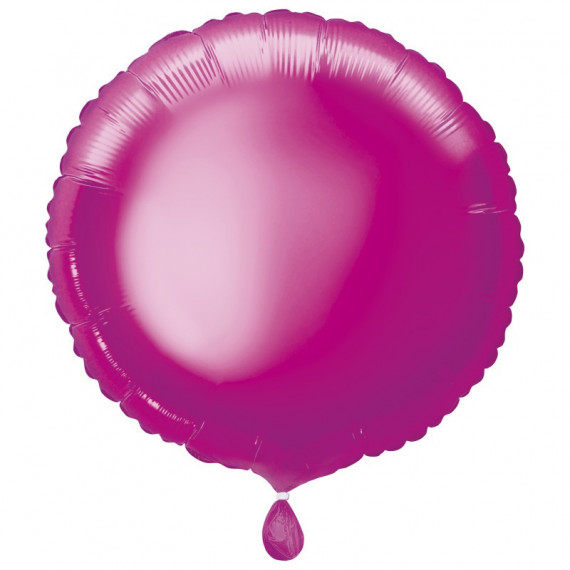 Hot Pink Round Foil Balloon - Inflated Hot Pink Round Foil Balloon - Inflated