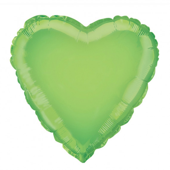 Lime Green Heart Foil Balloon - Inflated Lime Green Heart Foil Balloon - Inflated