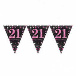 Pink and Black Happy 21st Birthday Plastic Bunting