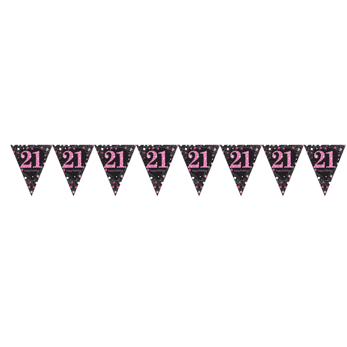 Pink and Black Happy 21st Birthday Plastic Bunting