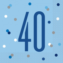 Blue Glitz 40th Napkins