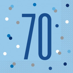 Blue Glitz 70th Napkins