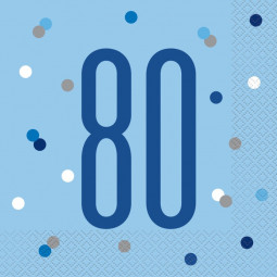 Blue Glitz 80th Napkins