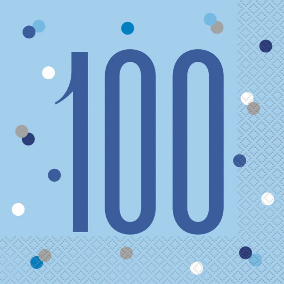 Blue Glitz 100th Napkins