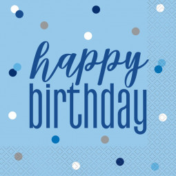 Blue Glitz Happy Birthday Napkins