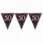 Pink and Black Happy 50th Birthday Plastic Bunting
