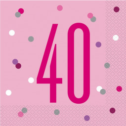 Pink Glitz 40th Napkins