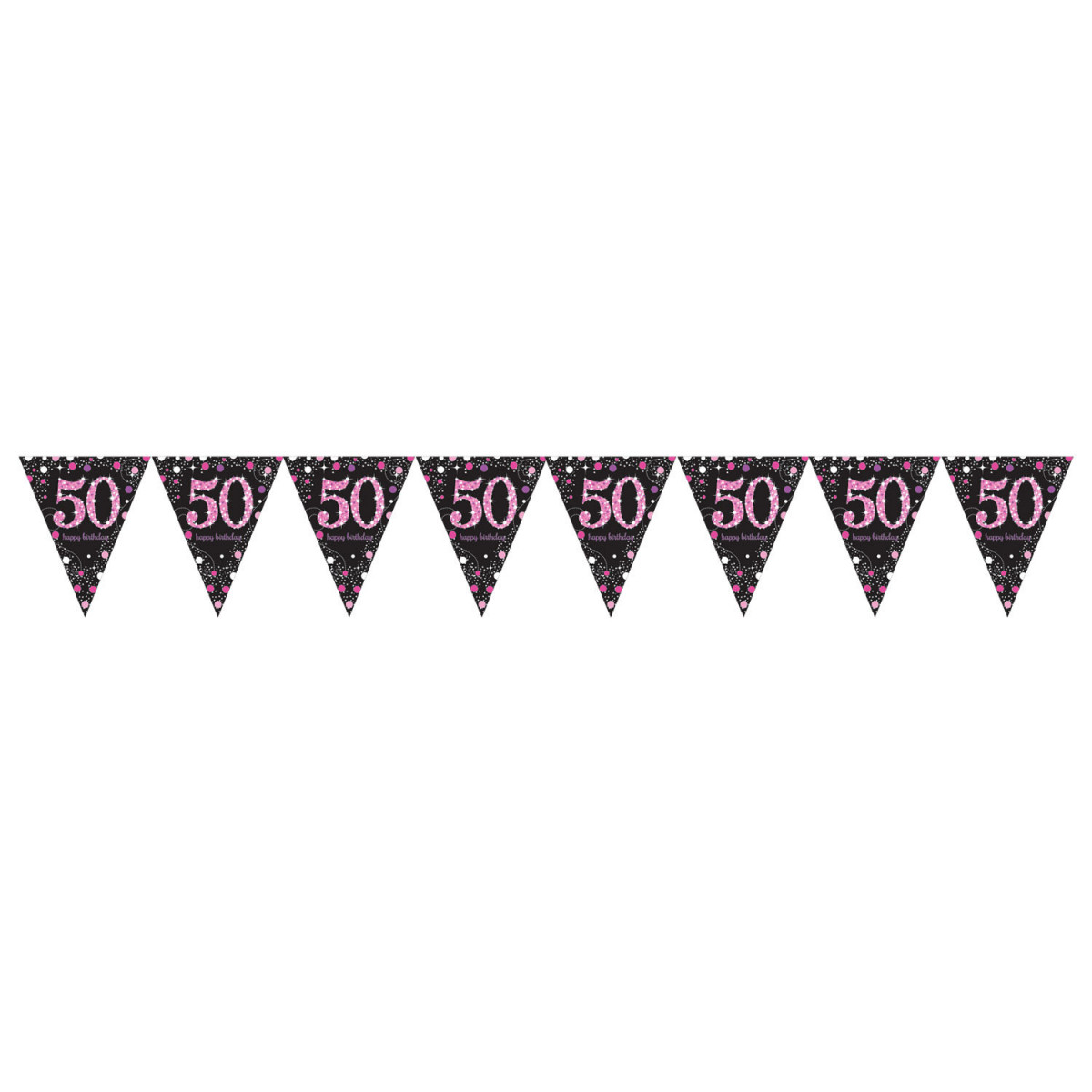 Pink and Black Happy 50th Birthday Plastic Bunting