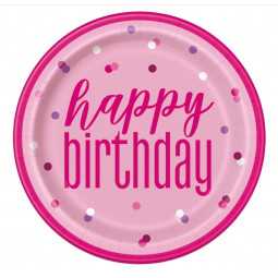 Pink Glitz Happy Birthday Plates