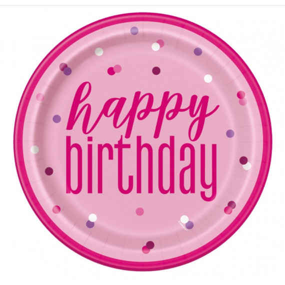 Pink Glitz Happy Birthday Plates