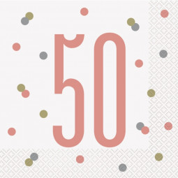 Rose Gold Glitz 50th Napkins