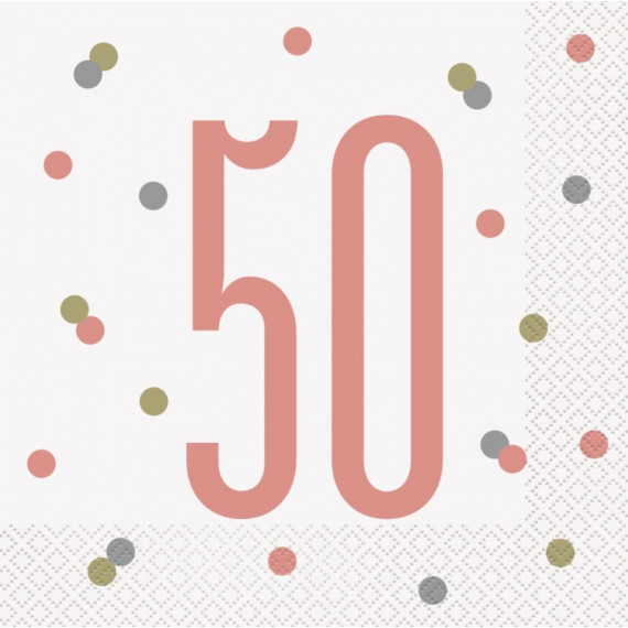 Rose Gold Glitz 50th Napkins