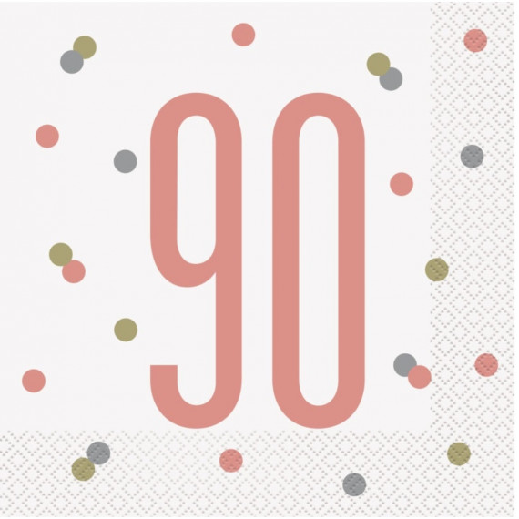Rose Gold Glitz 90th Napkins