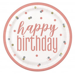 Rose Gold Glitz Happy Birthday Plates