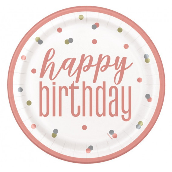 Rose Gold Glitz Happy Birthday Plates