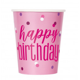Pink Glitz Happy Birthday Paper Cups