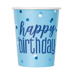 Blue Glitz Happy Birthday Paper Cups