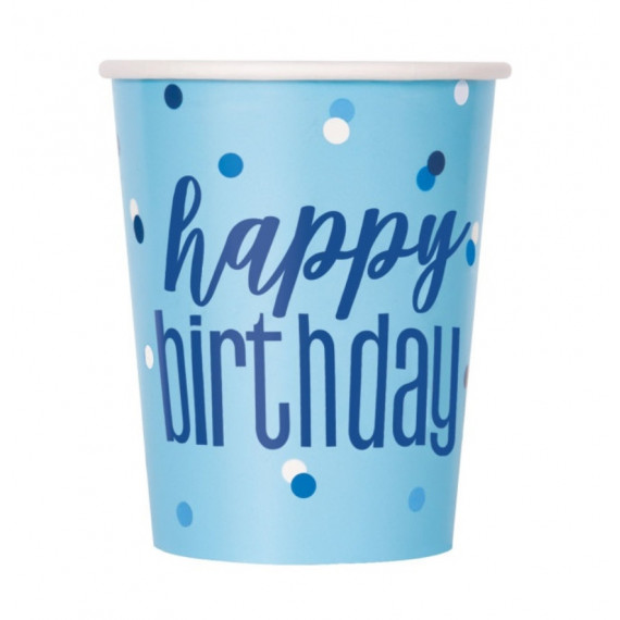 Blue Glitz Happy Birthday Paper Cups