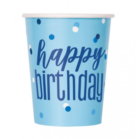Blue Glitz Happy Birthday Paper Cups