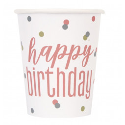 Rose Gold Glitz Happy Birthday Paper Cups