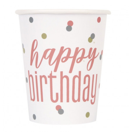 Rose Gold Glitz Happy Birthday Paper Cups