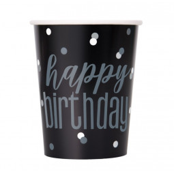 Black Glitz Happy Birthday Paper Cups
