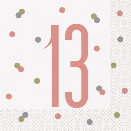 Rose Gold Glitz 13th Napkins