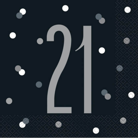 Black Glitz 21st Napkins