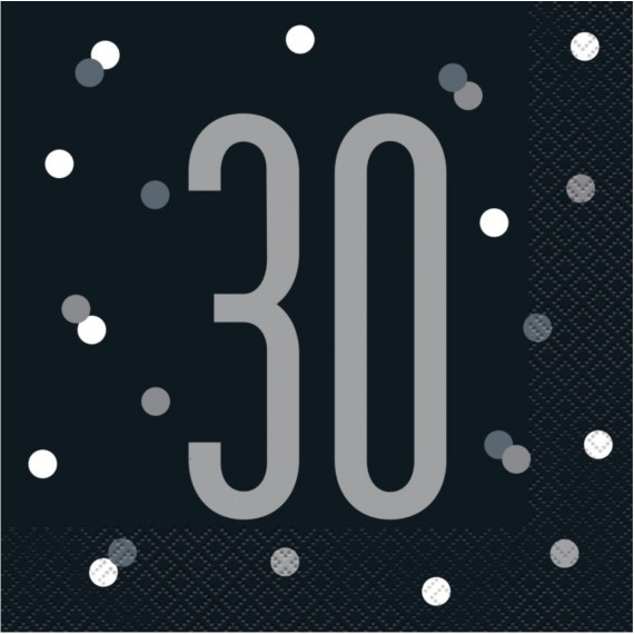 Black Glitz 30th Napkins