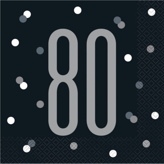 Black Glitz 80th Napkins