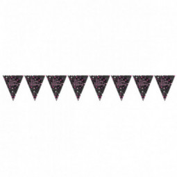 Pink and Black Happy Birthday Plastic Bunting