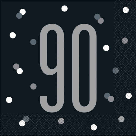 Black Glitz 90th Napkins Black Glitz 90th Napkins