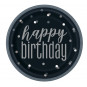 Black Glitz Happy Birthday Plates