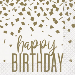 Gold Confetti Happy Birthday Napkins