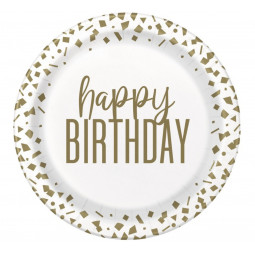 Gold Confetti Happy Birthday Plates