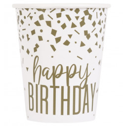 Gold Confetti Happy Birthday Paper Cups