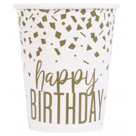 Gold Confetti Happy Birthday Paper Cups