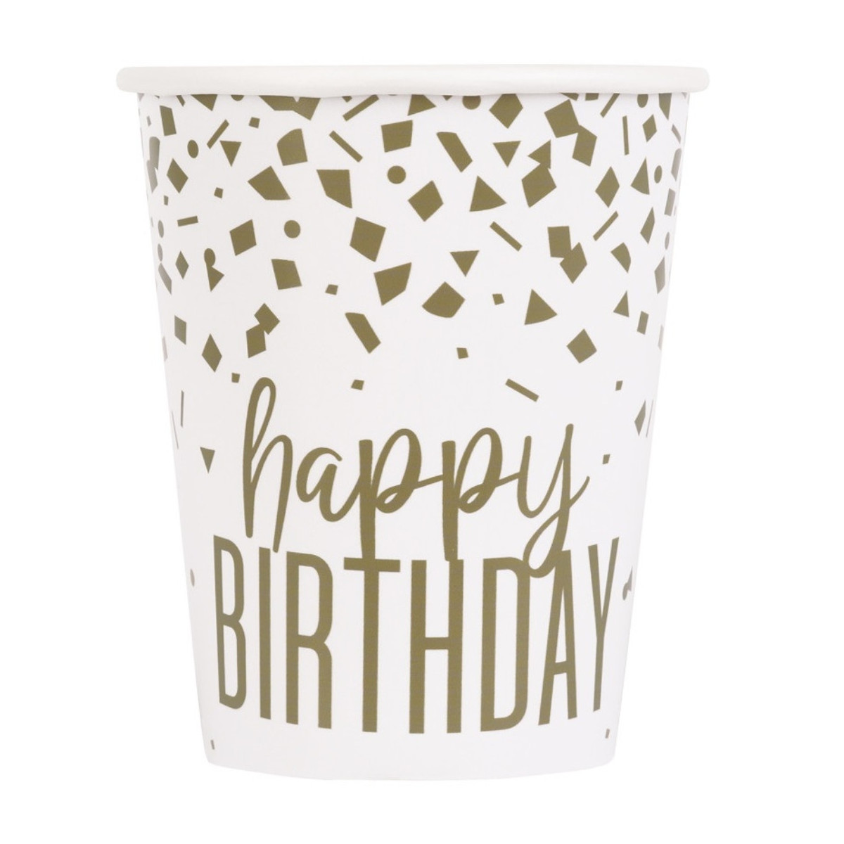Gold Confetti Happy Birthday Paper Cups