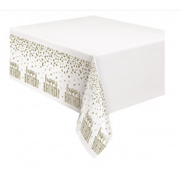 Gold Confetti Happy Birthday Plastic Tablecover