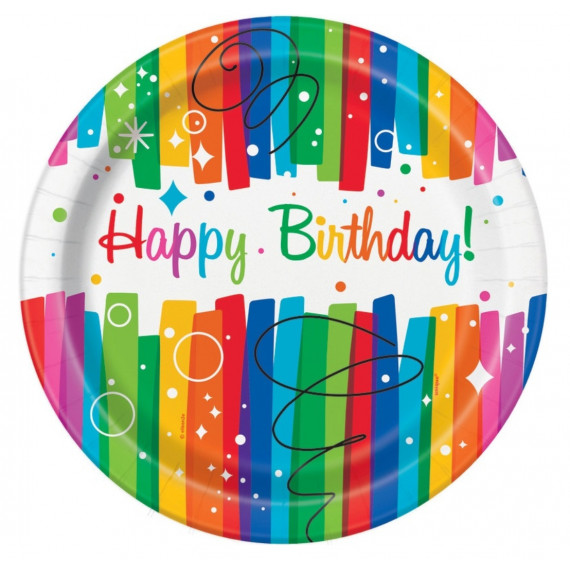 Rainbow Happy Birthday Plates