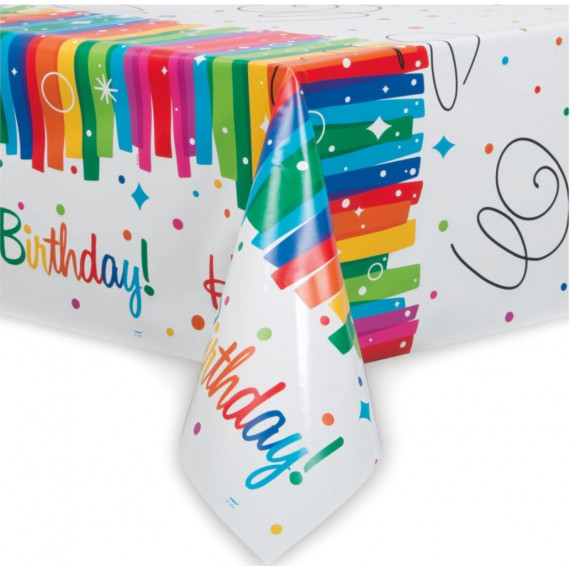 Rainbow Happy Birthday Plastic Tablecover