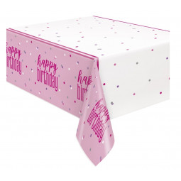Pink Glitz Happy Birthday Plastic Tablecover